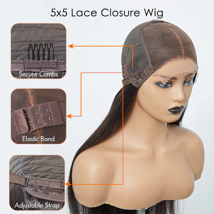 Straight 5x5 Glueless Wig